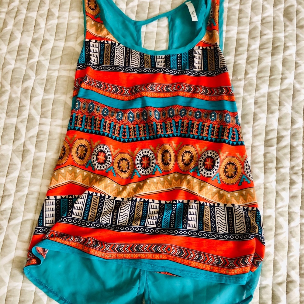 3/$10 Open Back Aztec Sleeveless Top